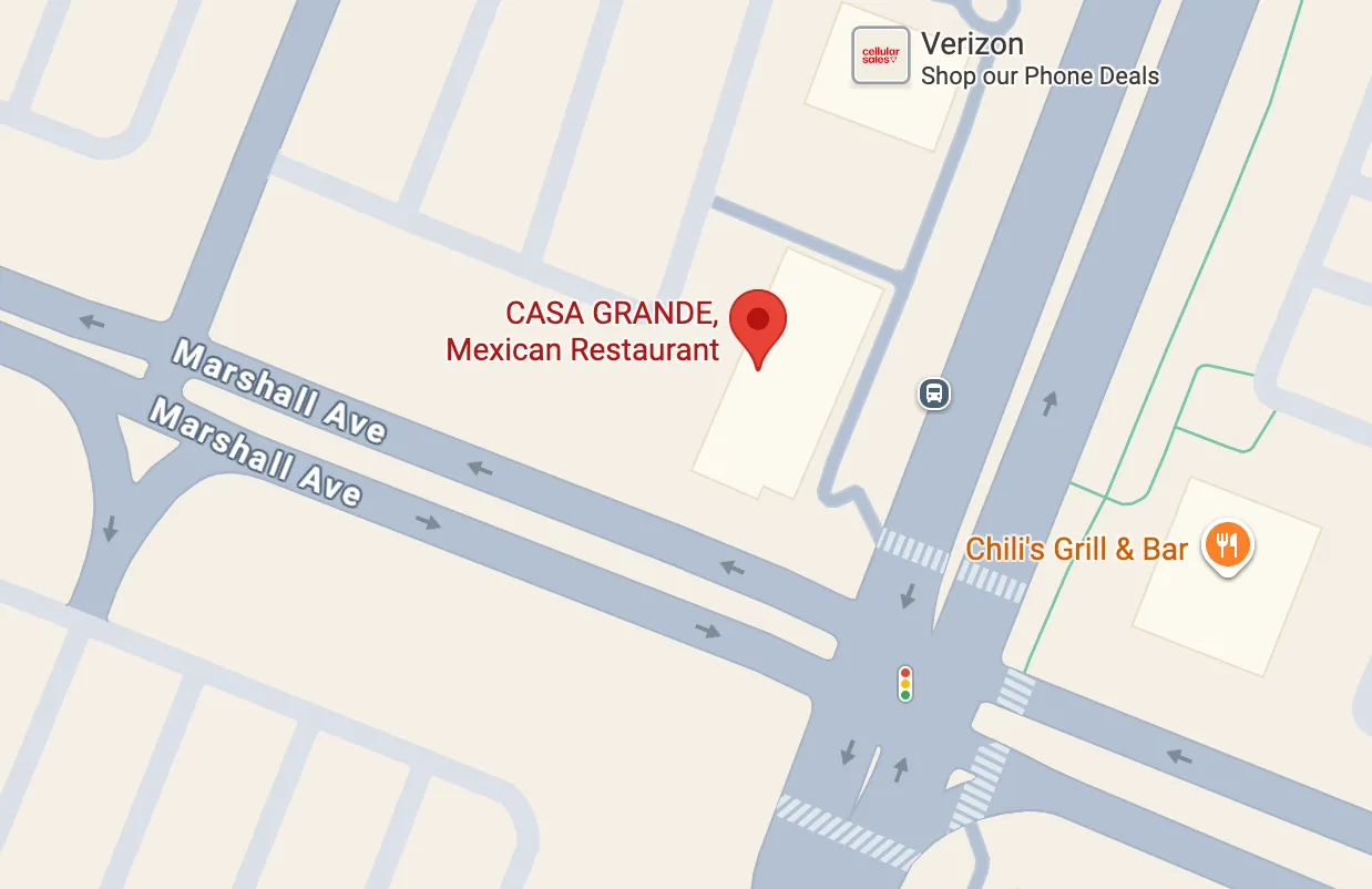 Map showing Casa Grande Mexican restaurant location in Williston, Vermont near Burlington